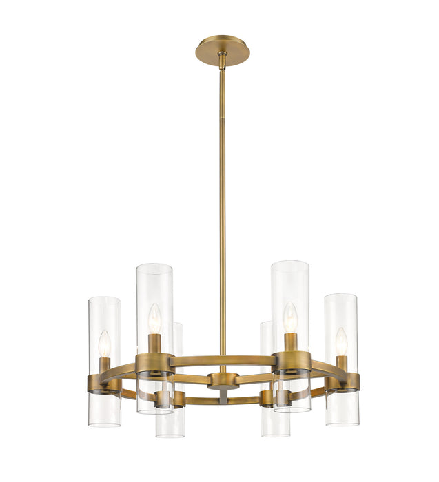 Z-Lite 4008-6RB Six Light Chandelier, Rubbed Brass