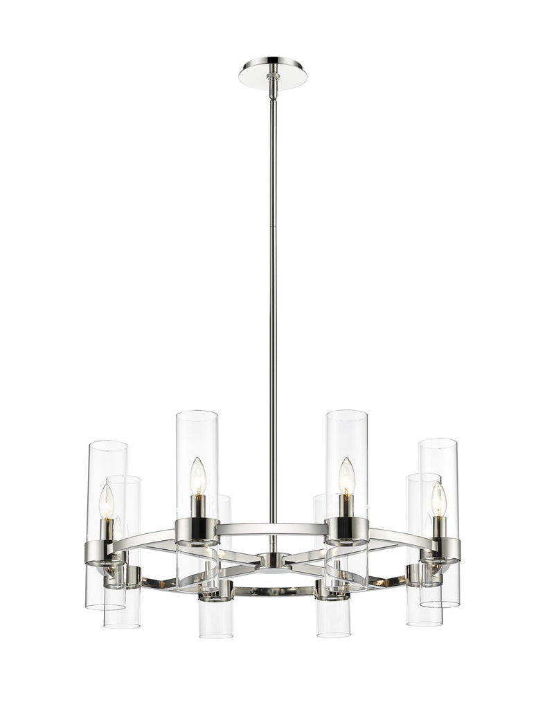 Z-Lite 4008-8PN Eight Light Chandelier, Polished Nickel