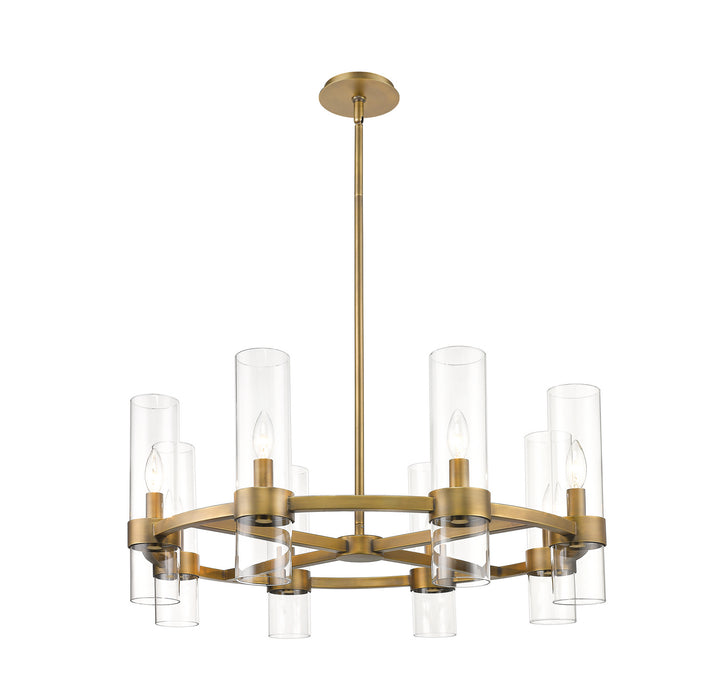 Z-Lite 4008-8RB Eight Light Chandelier, Rubbed Brass