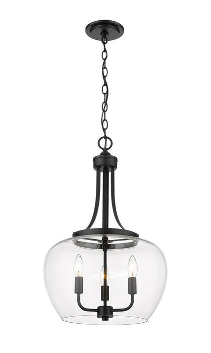 Z-Lite 473P16-MB Three Light Pendant, Matte Black