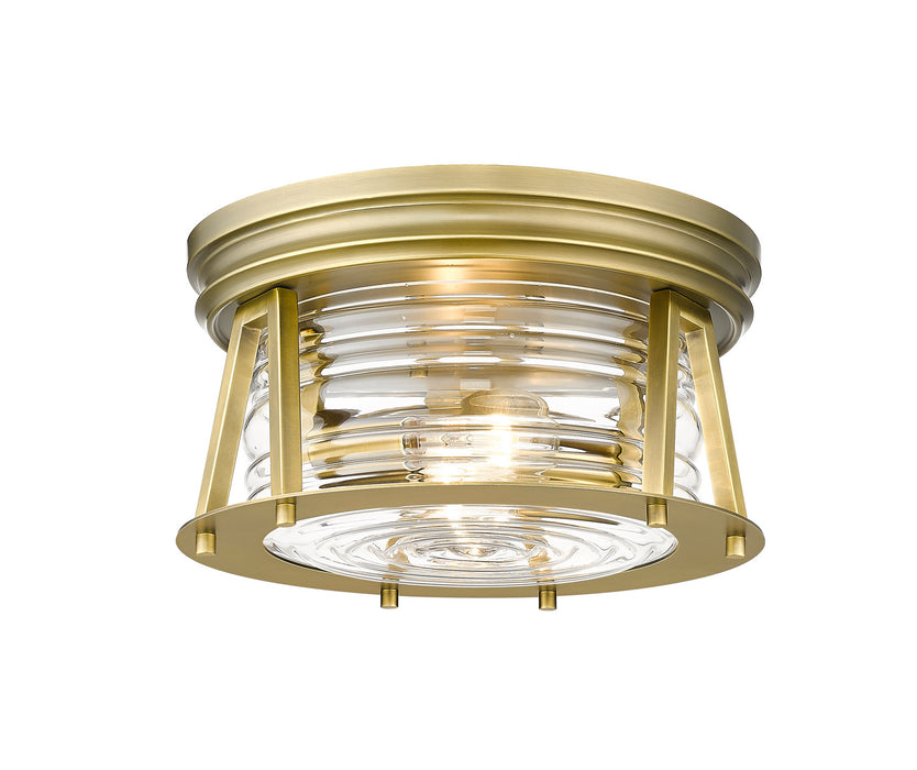 Z-Lite 491F2-RB Two Light Flush Mount, Rubbed Brass