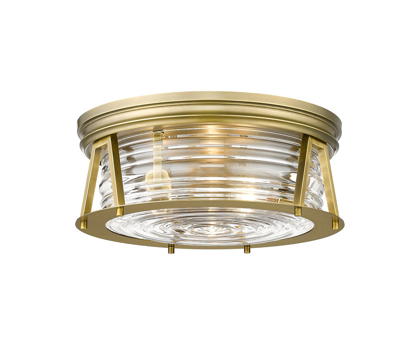 Z-Lite 491F3-RB Three Light Flush Mount, Rubbed Brass