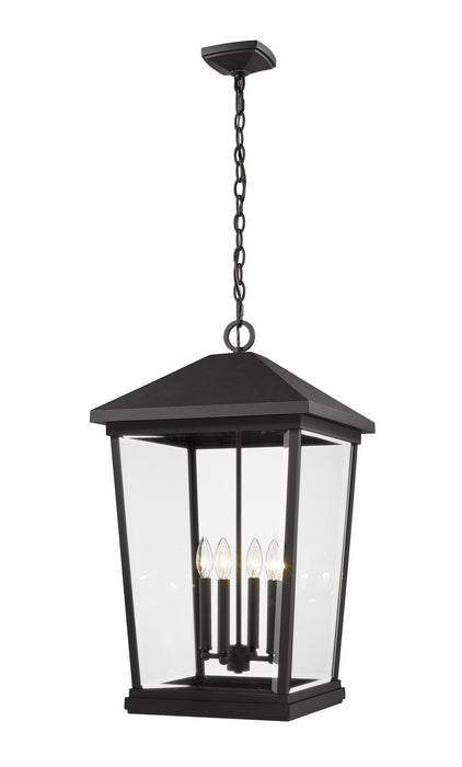 Z-Lite 568CHXXL-BK Four Light Outdoor Chain Mount Ceiling Fixture, Black