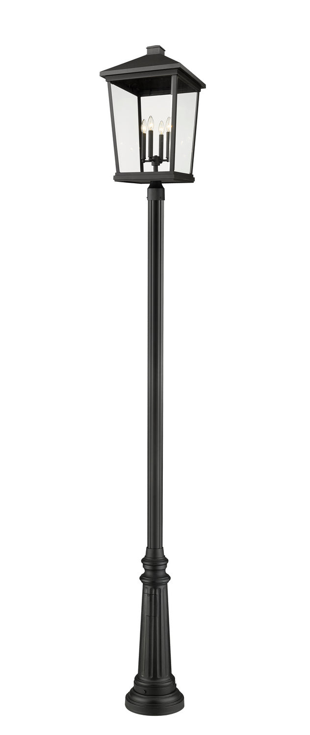 Z-Lite 568PHXXLR-511P-BK Four Light Outdoor Post Mounted Fixture, Black