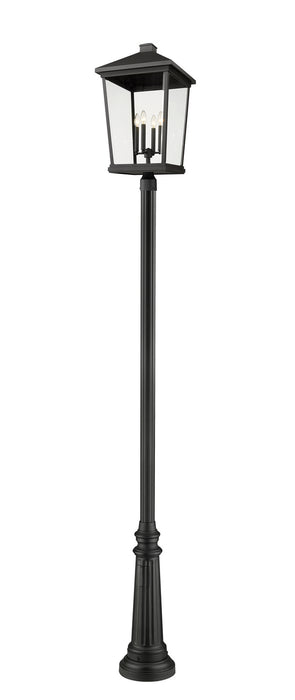 Z-Lite 568PHXXLR-511P-BK Four Light Outdoor Post Mounted Fixture, Black