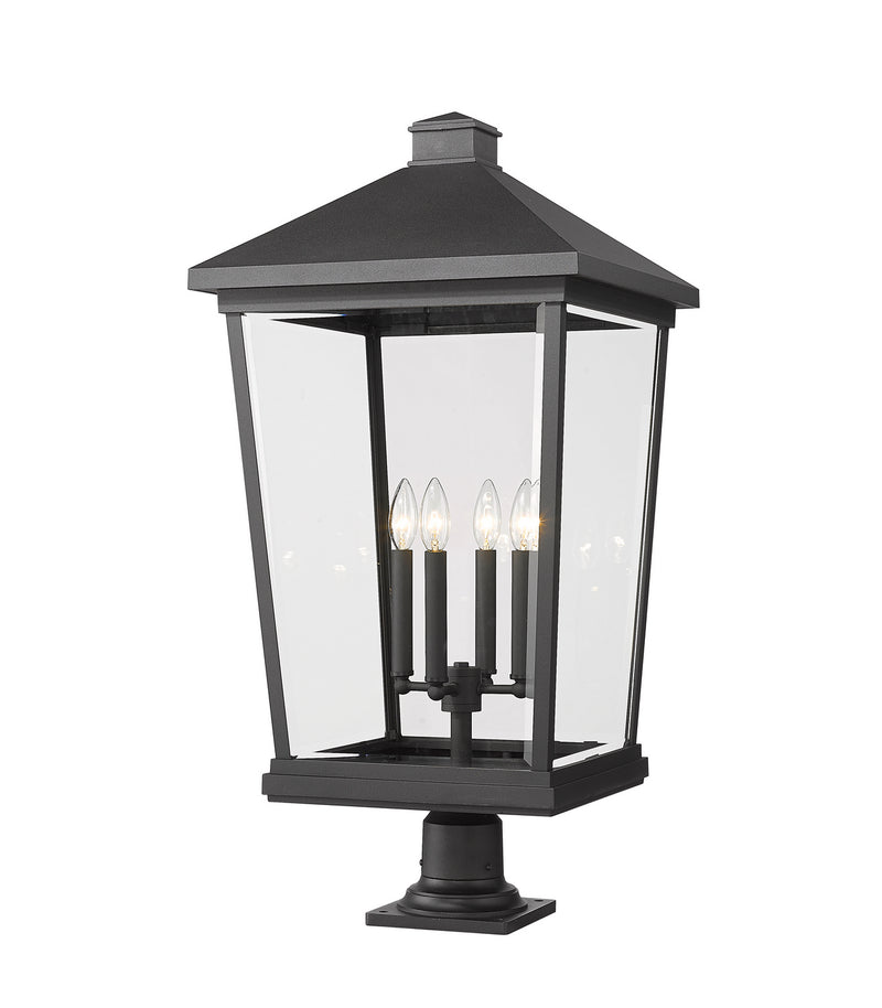 Z-Lite 568PHXXLR-533PM-BK Four Light Outdoor Pier Mounted Fixture, Black