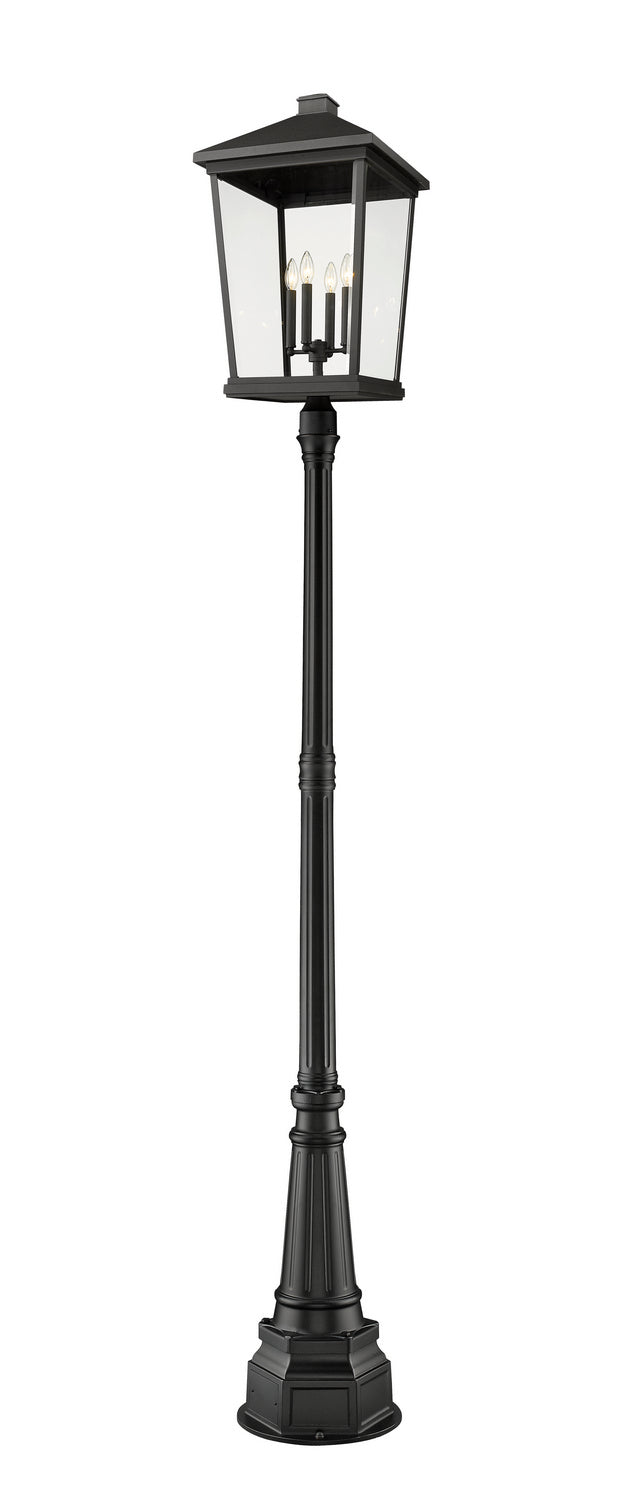 Z-Lite 568PHXXLR-564P-BK Four Light Outdoor Post Mounted Fixture, Black