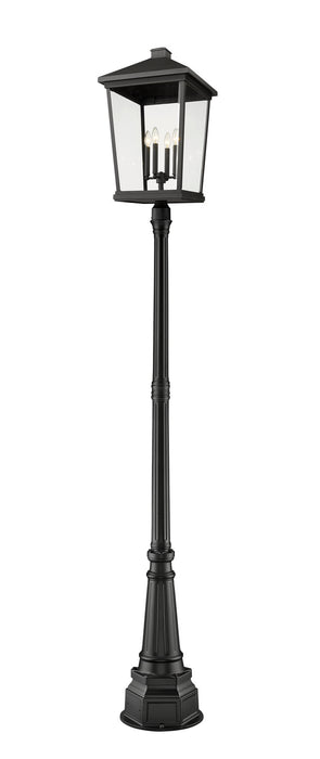 Z-Lite 568PHXXLR-564P-BK Four Light Outdoor Post Mounted Fixture, Black