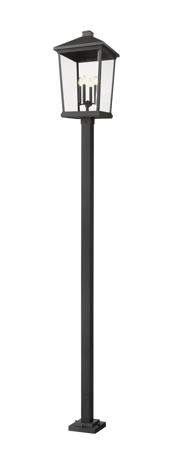 Z-Lite 568PHXXLS-536P-BK Four Light Outdoor Post Mounted Fixture, Black