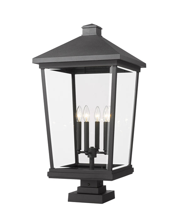 Z-Lite 568PHXXLS-SQPM-BK Four Light Outdoor Pier Mounted Fixture, Black
