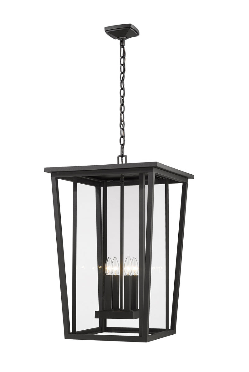 Z-Lite 571CHXXL-BK Four Light Outdoor Chain Mount Ceiling Fixture, Black