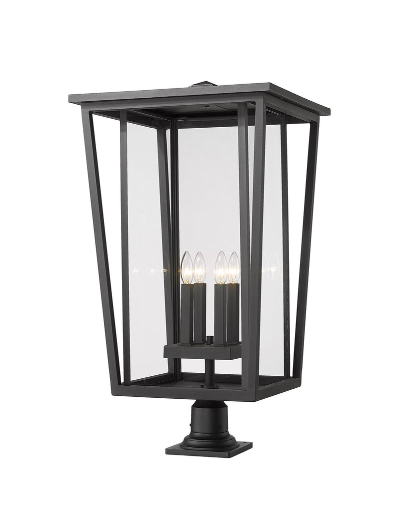 Z-Lite 571PHXXLR-533PM-BK Four Light Outdoor Pier Mounted Fixture, Black