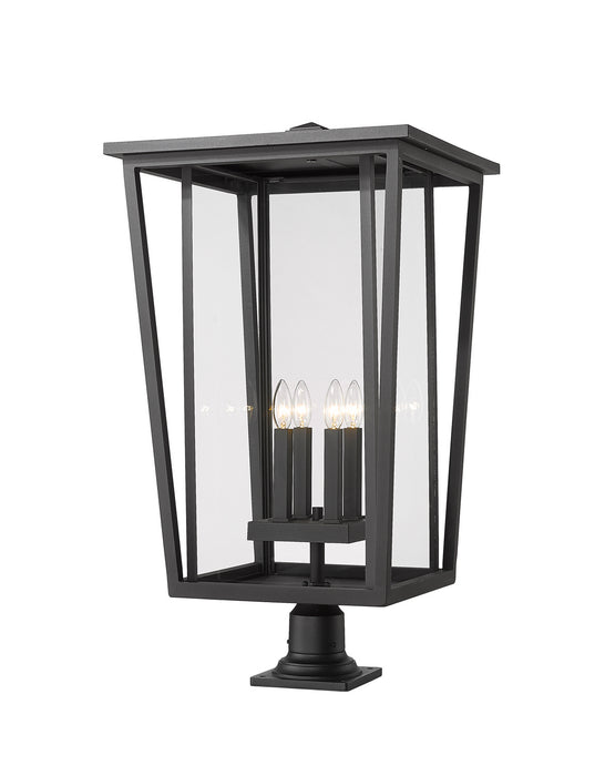 Z-Lite 571PHXXLR-533PM-BK Four Light Outdoor Pier Mounted Fixture, Black