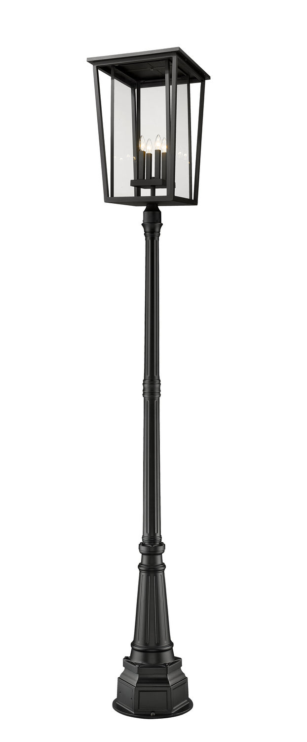Z-Lite 571PHXXLR-564P-BK Four Light Outdoor Post Mounted Fixture, Black