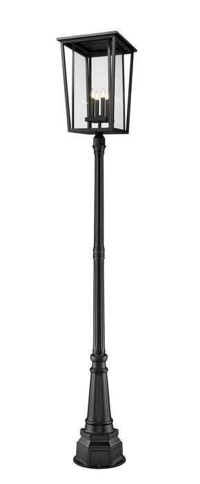 Z-Lite 571PHXXLR-564P-BK Four Light Outdoor Post Mounted Fixture, Black
