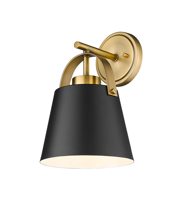 Z-Lite 726-1S-MB+HBR One Light Wall Sconce, Matte Black + Heritage Brass