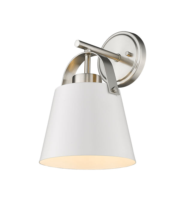 Z-Lite 726-1S-MW+BN One Light Wall Sconce, Matte White + Brushed Nickel