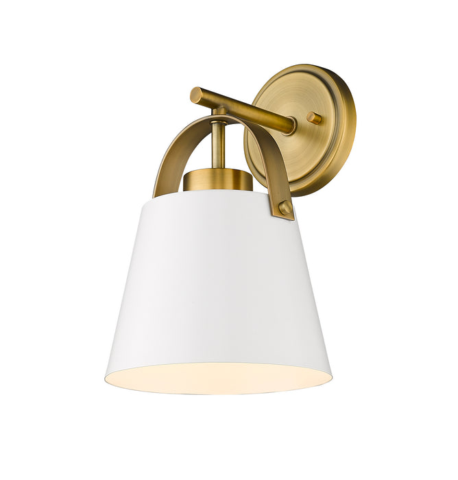 Z-Lite 726-1S-MW+HBR One Light Wall Sconce, Matte White + Heritage Brass