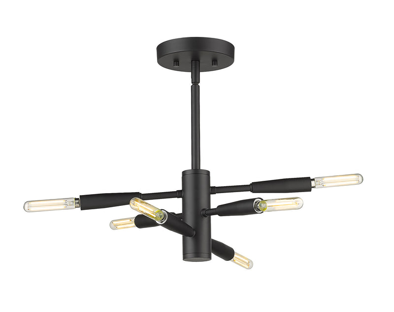Z-Lite 737SF6-MB Six Light Semi Flush Mount, Matte Black