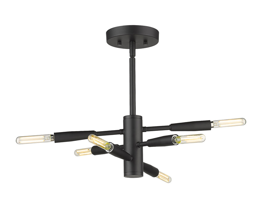 Z-Lite 737SF6-MB Six Light Semi Flush Mount, Matte Black
