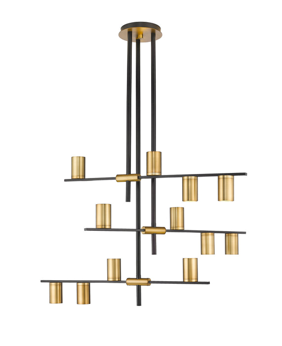 Z-Lite 814-12MB-OBR 12 Light Chandelier, Matte Black / Olde Brass