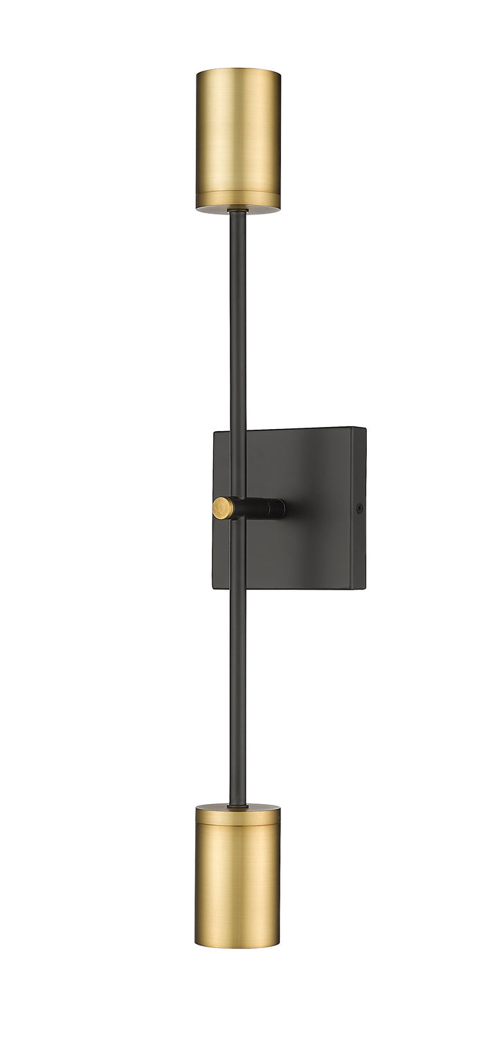 Z-Lite 814-2S-MB-OBR Two Light Wall Sconce, Matte Black + Olde Brass