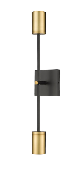Z-Lite 814-2S-MB-OBR Two Light Wall Sconce, Matte Black + Olde Brass