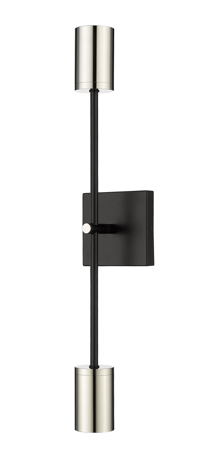 Z-Lite 814-2S-MB-PN Two Light Wall Sconce, Matte Black + Polished Nickel