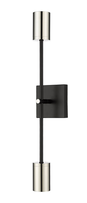 Z-Lite 814-2S-MB-PN Two Light Wall Sconce, Matte Black + Polished Nickel