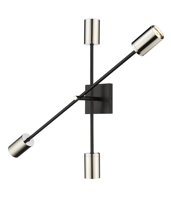 Z-Lite 814-4S-MB-PN Four Light Wall Sconce, Matte Black + Polished Nickel