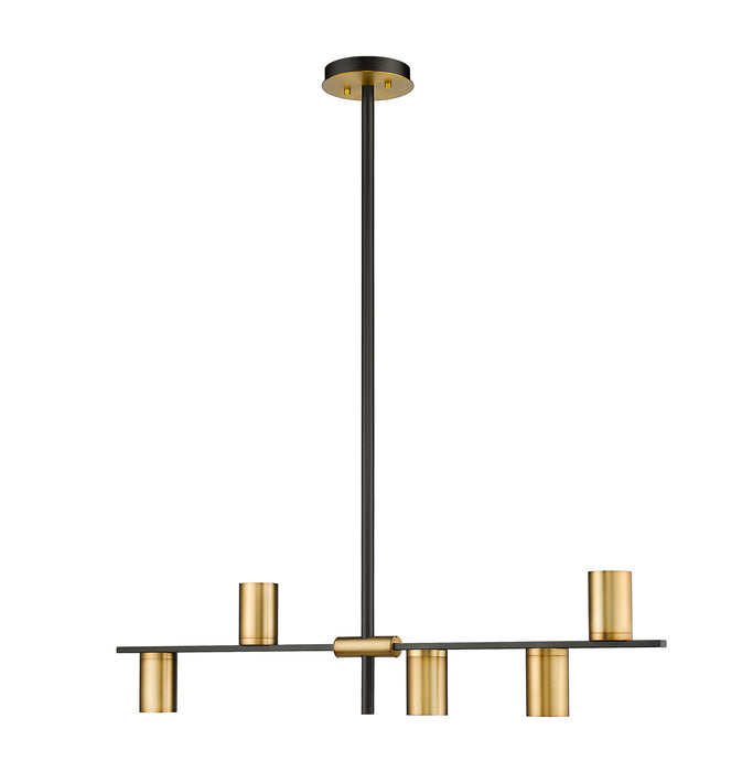 Z-Lite 814-5L-MB-OBR Five Light Linear Chandelier, Matte Black + Olde Brass