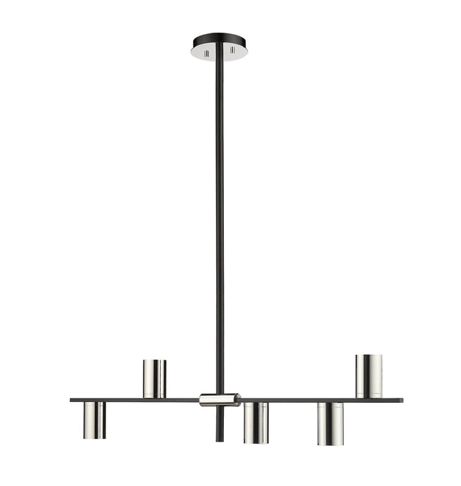Z-Lite 814-5L-MB-PN Five Light Linear Chandelier, Matte Black + Polished Nickel