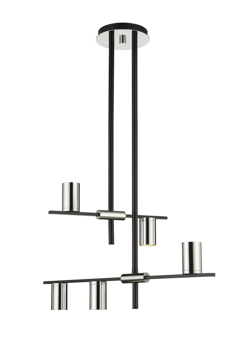 Z-Lite 814-5MB-PN Five Light Chandelier, Matte Black + Polished Nickel