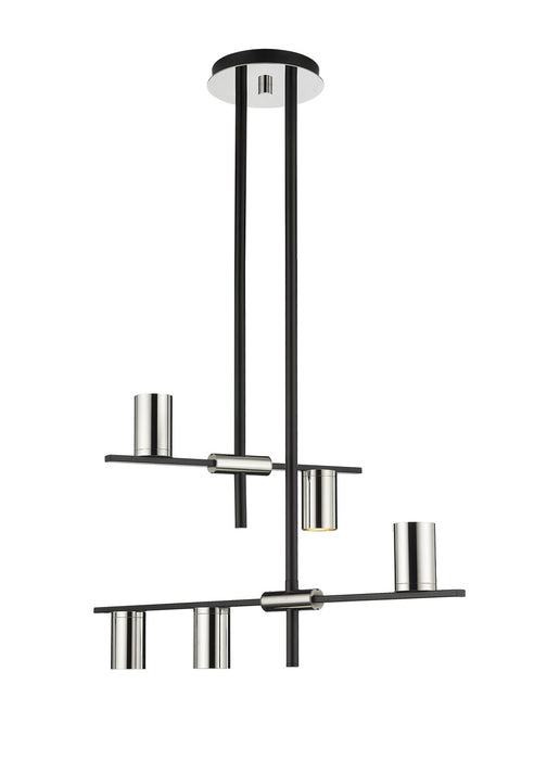 Z-Lite 814-5MB-PN Five Light Chandelier, Matte Black + Polished Nickel
