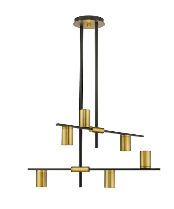 Z-Lite 814-6MB-OBR Six Light Chandelier, Matte Black + Olde Brass