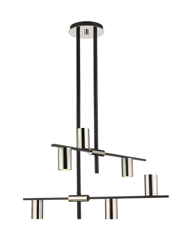Z-Lite 814-6MB-PN Six Light Chandelier, Matte Black + Polished Nickel