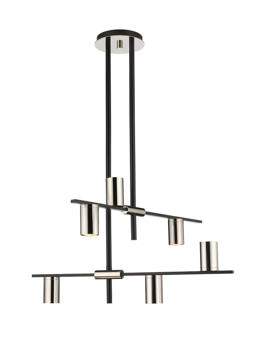 Z-Lite 814-6MB-PN Six Light Chandelier, Matte Black + Polished Nickel