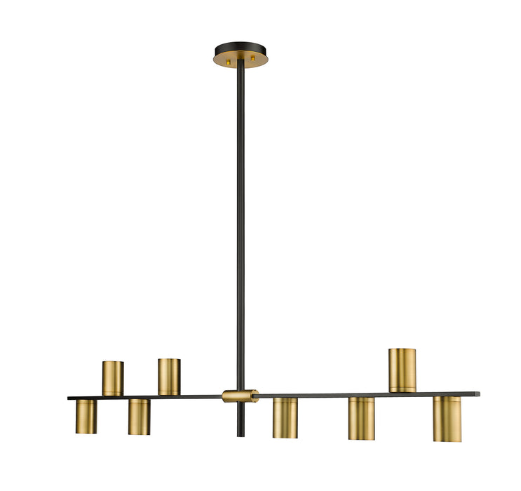 Z-Lite 814-8L-MB-OBR Eight Light Linear Chandelier, Matte Black + Olde Brass