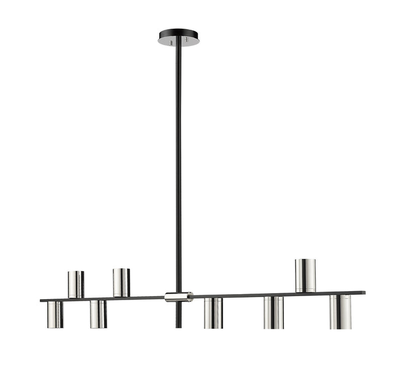 Z-Lite 814-8L-MB-PN Eight Light Linear Chandelier, Matte Black + Polished Nickel