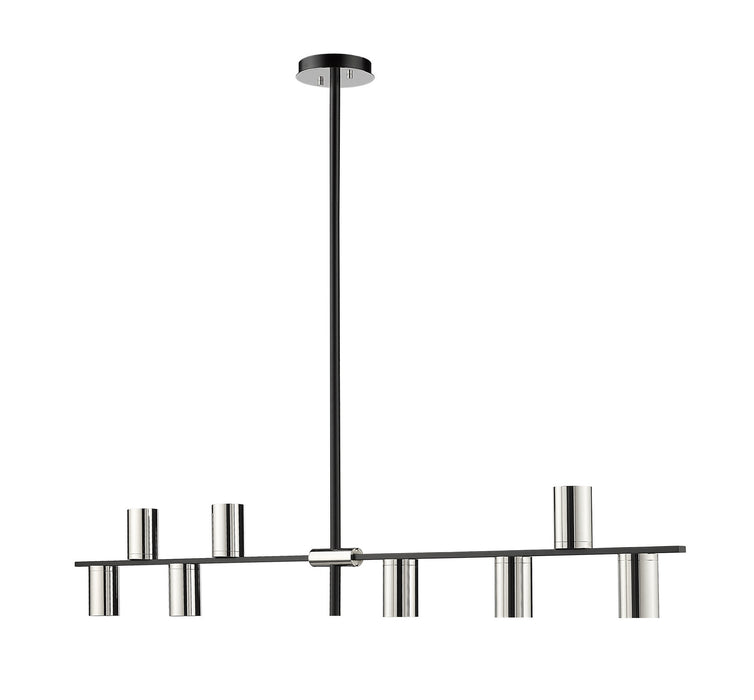 Z-Lite 814-8L-MB-PN Eight Light Linear Chandelier, Matte Black + Polished Nickel