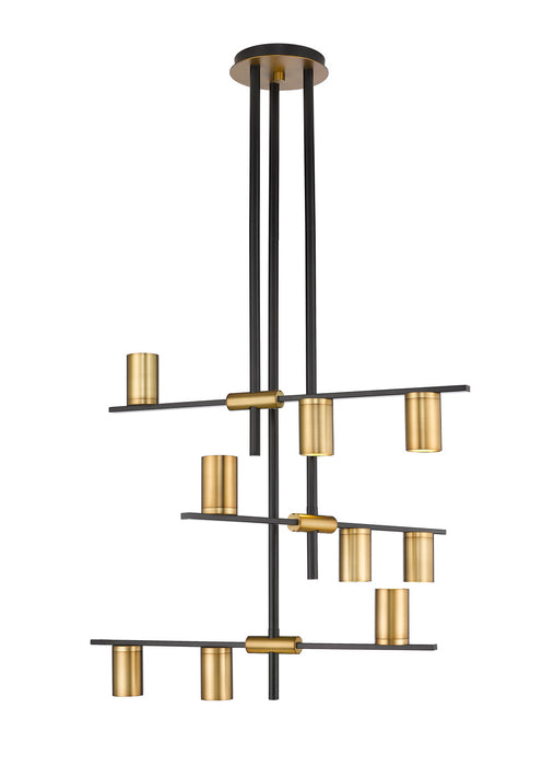 Z-Lite 814-9MB-OBR Nine Light Chandelier, Matte Black + Olde Brass