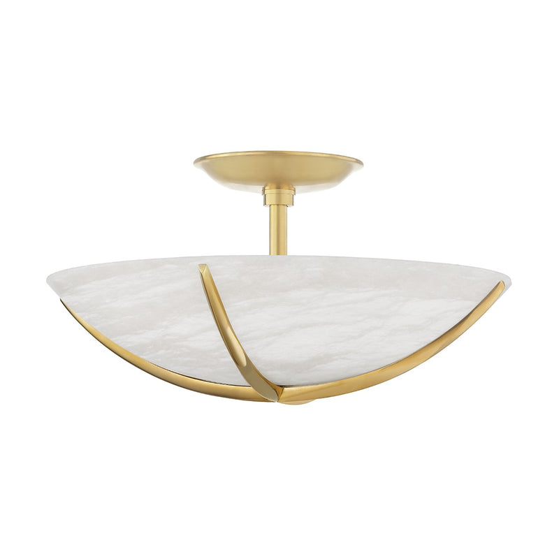 Hudson Valley 3516-AGB Four Light Semi Flush Mount, Aged Brass