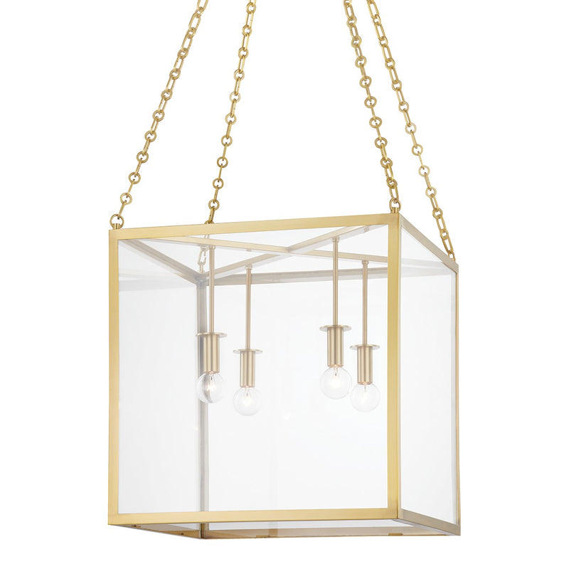 Hudson Valley 4118-AGB Four Light Lantern, Aged Brass