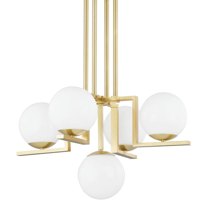 Hudson Valley 5085-AGB Five Light Chandelier, Aged Brass
