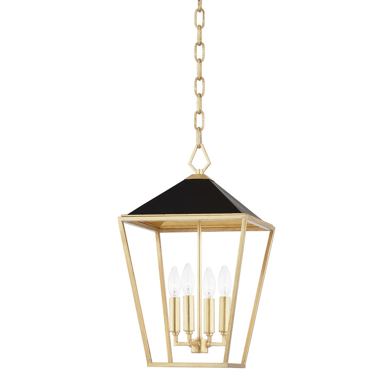 Hudson Valley 5713-GL/BK Four Light Pendant, Gold Leaf/Black