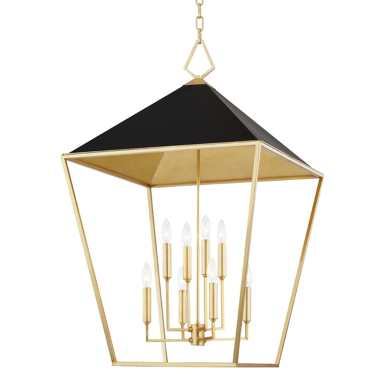 Hudson Valley 5724-GL/BK Eight Light Pendant, Gold Leaf/Black