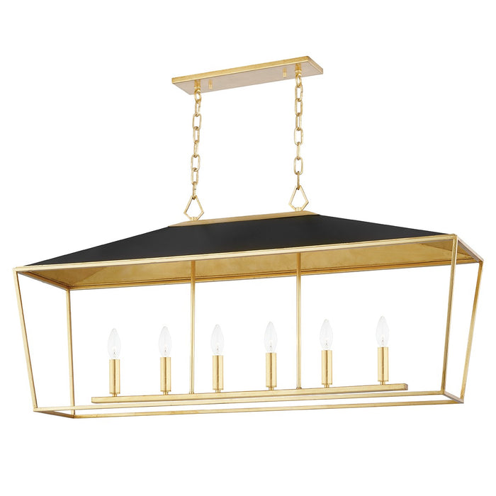 Hudson Valley 5748-GL/BK Six Light Island Pendant, Gold Leaf/Black