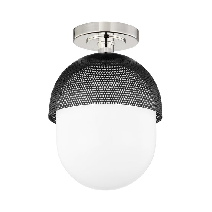 Hudson Valley 6110-PN/BK One Light Semi Flush Mount, Polished Nickel/Black
