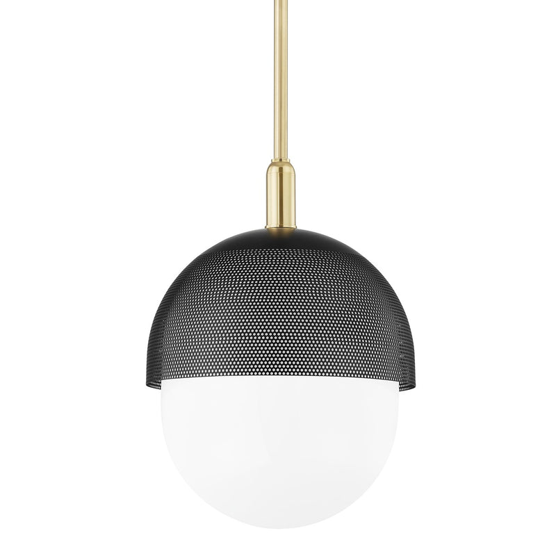 Hudson Valley 6114-AGB/BK One Light Pendant, Aged Brass/Black