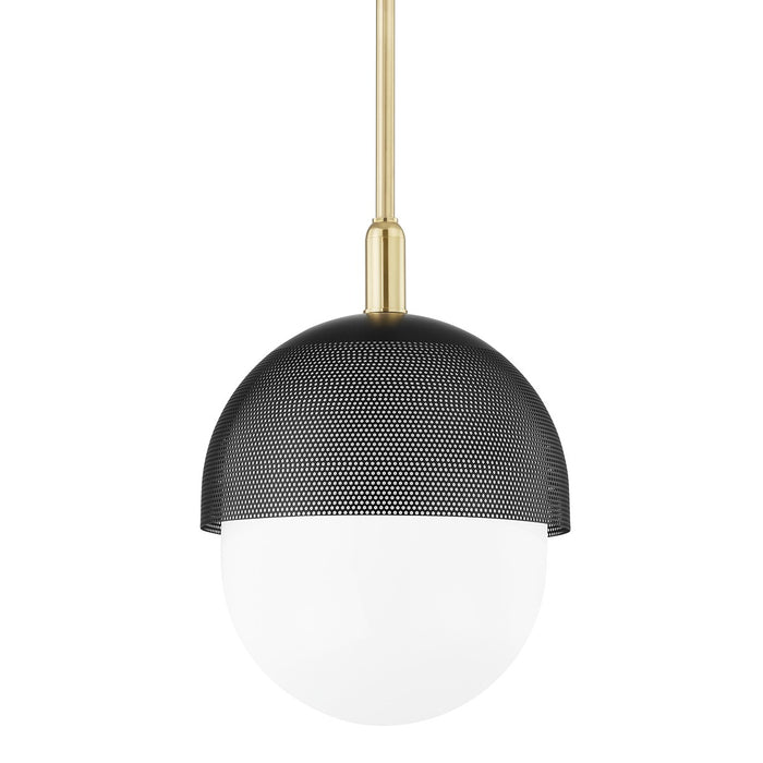 Hudson Valley 6114-AGB/BK One Light Pendant, Aged Brass/Black